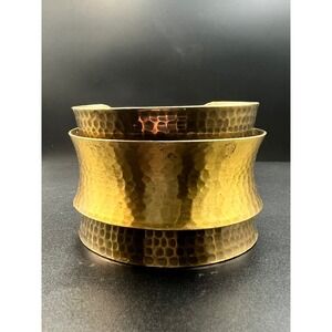 Hammered Brass Concave Layered Cuff Bracelet